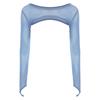 Womens Sparkle Rhinestone Mesh Long Sleeve Dance Crop Top Finger Loop Pullover Shrug Shoulder Cover