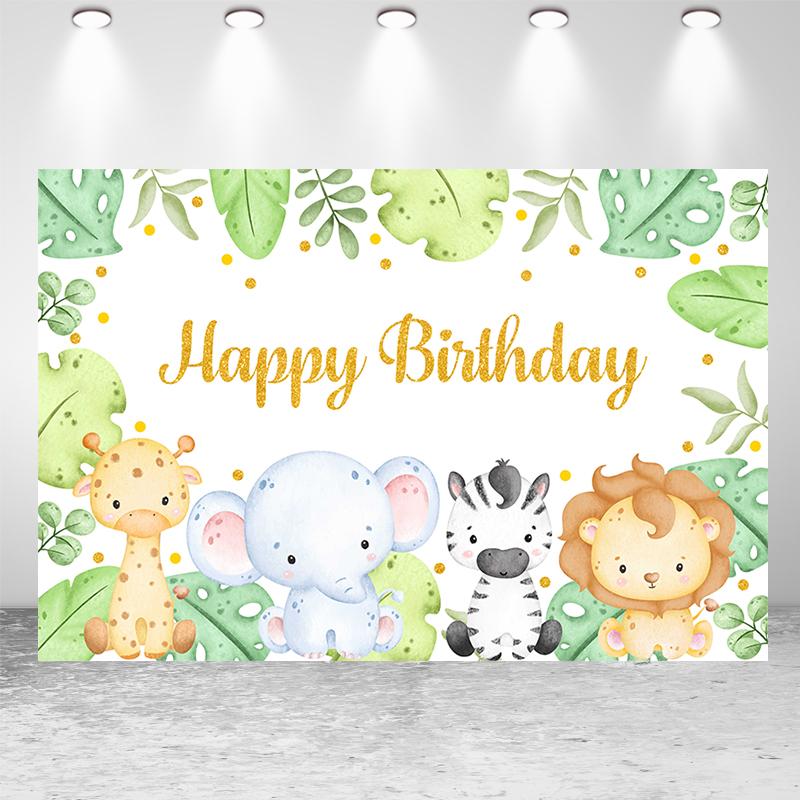 Safari Wild One Birthday Photography Backdrop Jungle Animals 1st Birthday Party Newborn Baby Room Wall Gifts Custom Background