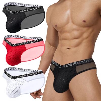 Mesh Breathable Men's Briefs, Quick Dry Transparent Low Waist Man Sports Underwear, U Convex Hip Raise Underpants for Men