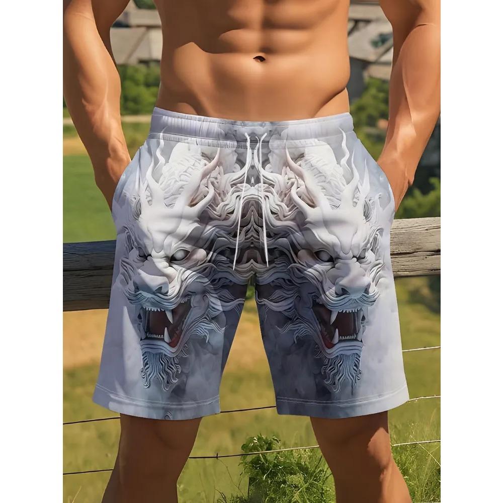 Fashionable Comfortable Plus Size Drawstring Loose 3D Shorts Men Creative Colorful Summer Leisure Holiday Cool Daily Versatile Shorts
