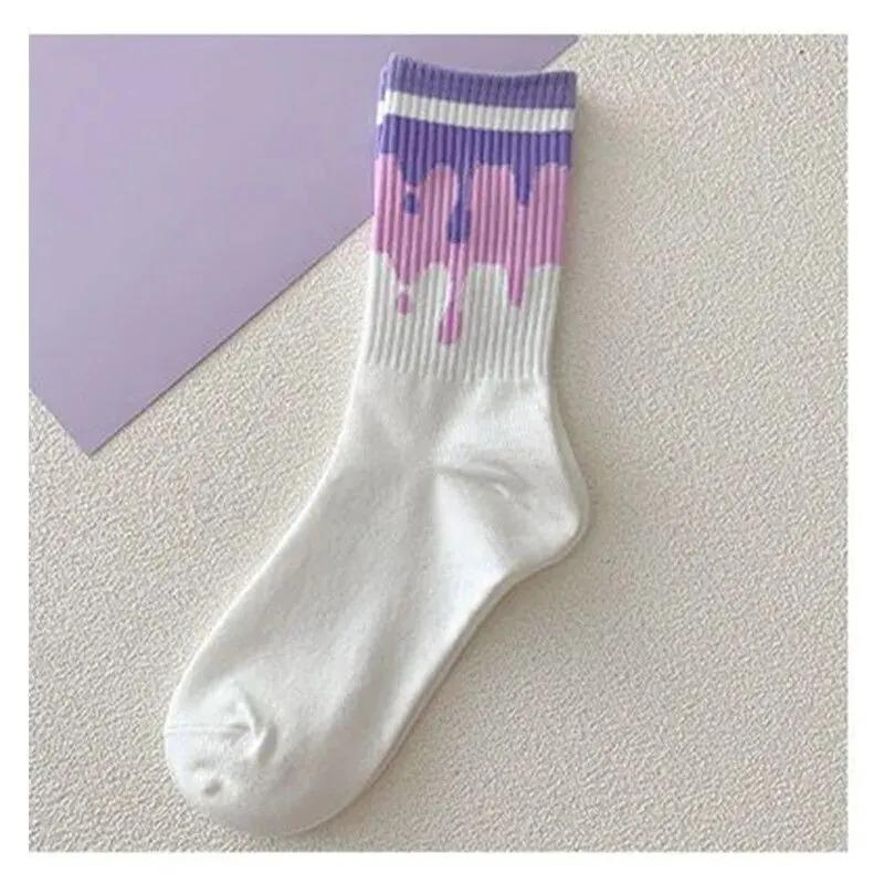 Socks Women's Fall Mid Calf Socks Personalized Love Sweat Absorbent Purple Street Long Tide Socks