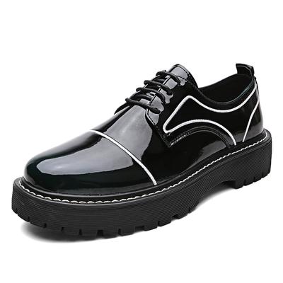 Luxury Brand Men's Glossy Leather Shoes Simple Black Thick Soled Workwear Shoes Men's High-quality Casual Shoes Free Delivery