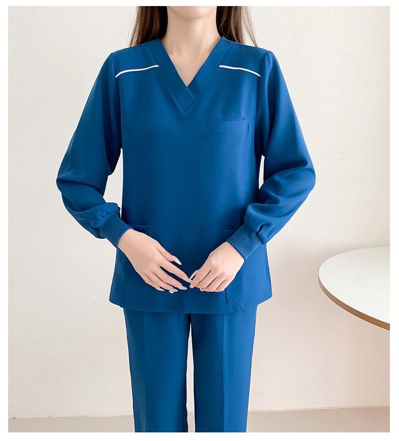 Fleece-Lined Stretch Scrub Suit: Long Sleeve, Quick-Drying for Men & Women, Ideal for Medical Staff In Autumn/Winter.