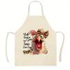1pc 2D Flat Funny Chicken Apron Linen Cotton Cartoon Animal Kitchen Apron For Women Chef Cooking Baking Humor Gift