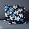 1 pieces -2D flat printing Blue And Tan Maple Leaf Patterned Decorative Pillows Polyester pillowcase sofa decorative cushion cov