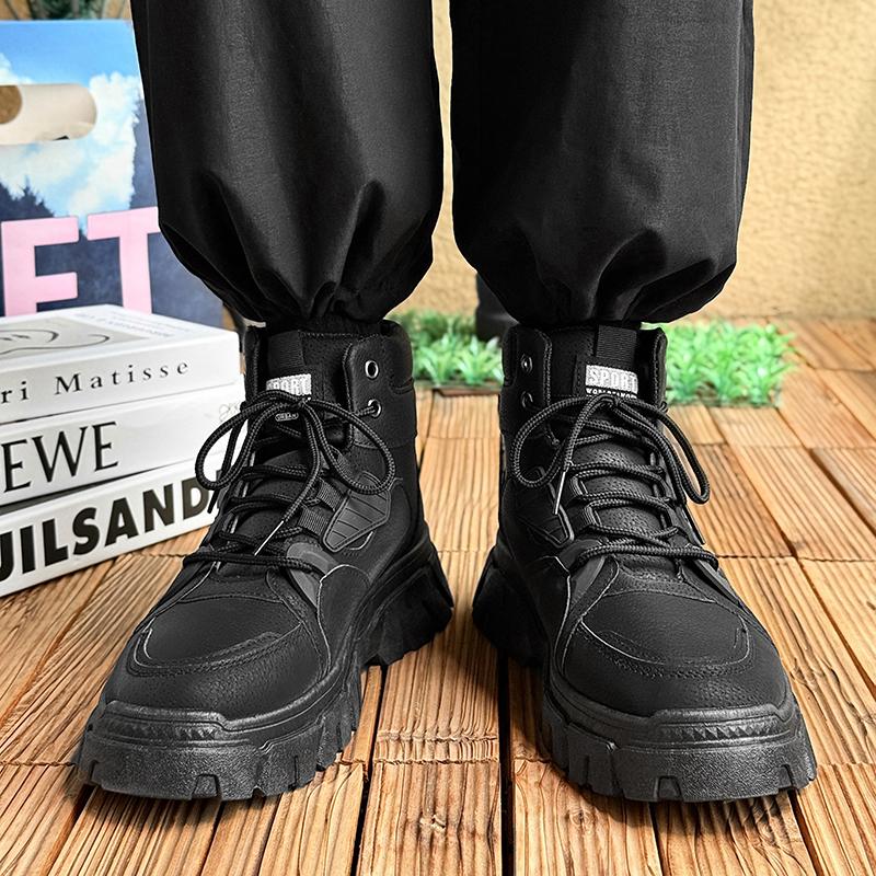 Fashion 2025 High-end Street Shoes Khaki - Thick Soled Fashionable Sports Shoes, Men's Urban Walking Shoes Fashion Hiking Boots Cowboy