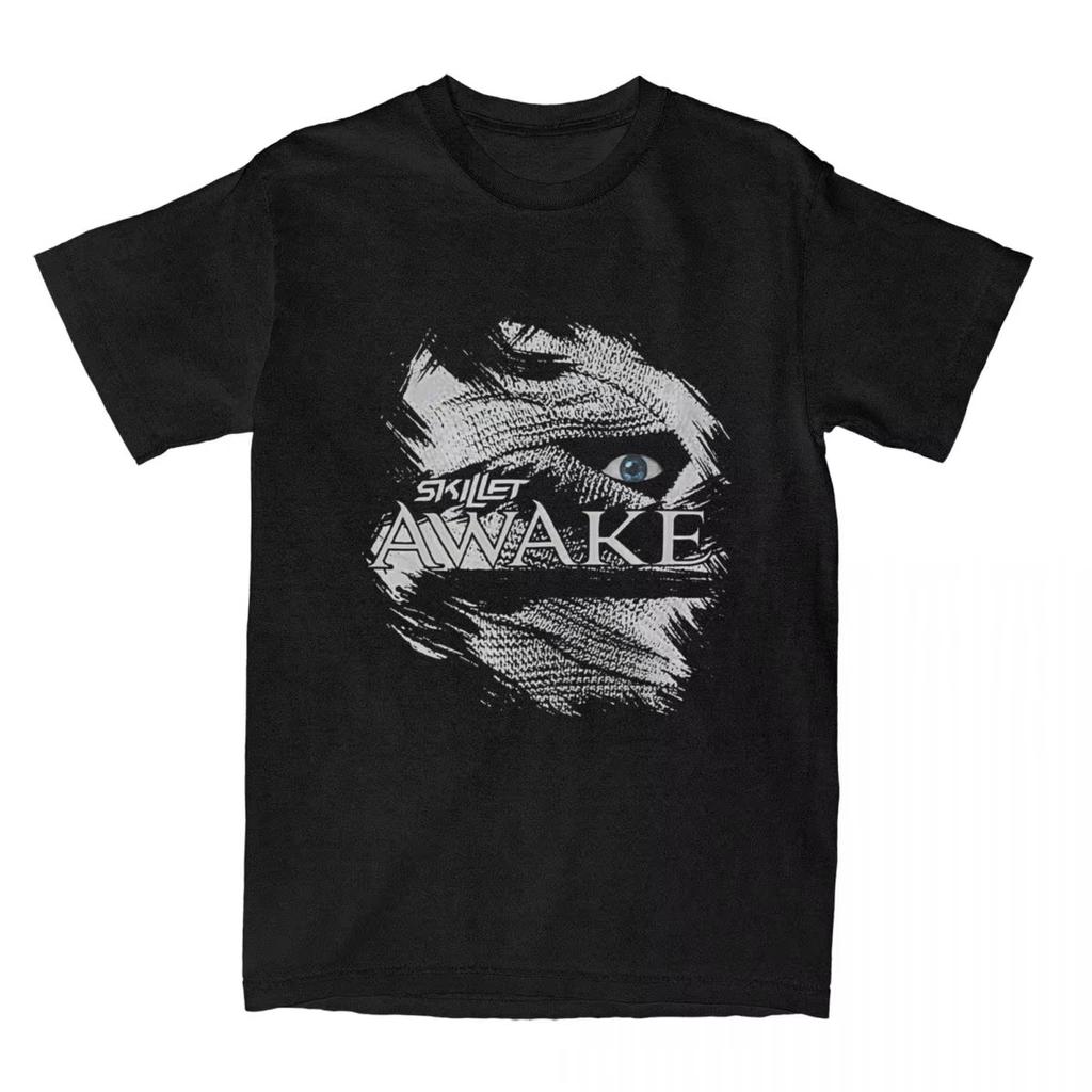 Streetwear Kapela Skillet Victorious Černé Bavlněné Rockové Pánské Tričko Krátký Rukáv Cool Tričko Hip Hop Unisex Nadměrné Punk Harajuku Top