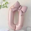 New 40 Inch Number Digital 0-9 Balloon Cream Pink Anniversary Decoration Foil Balloons with Bowknot Birthday Party Balloons