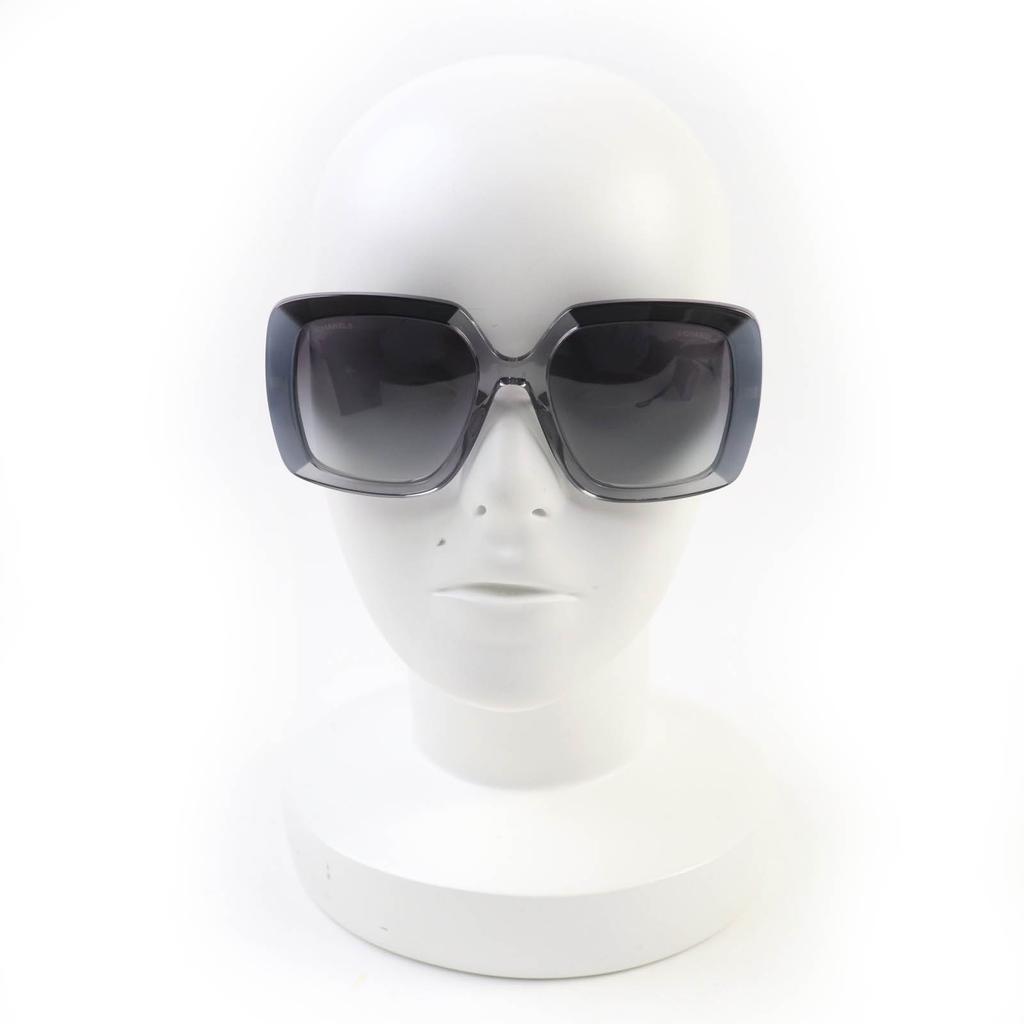 Ausgezeichnete CHANEL Sonnenbrille COCO Mark Eyewear Grau Schwarz Transparent Grau Damen 71685A Gebraucht