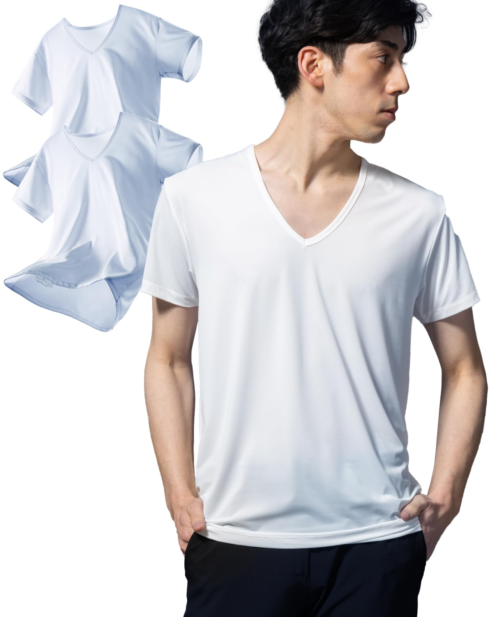 

Внутренние короткие рукава x прохладные на ощупь x x внутреннее сухое бесшовное нижнее белье для белой рубашки [Duerfusa], [дышащее быстросохнущее эластичное] Мужское Q-MAX0.42