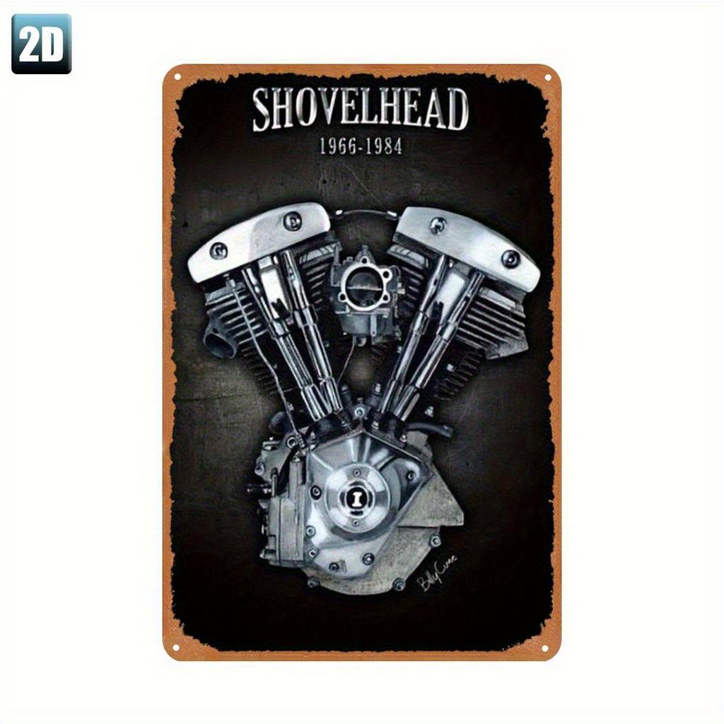 Shovelhead Silnik Motocyklowy Metalowy Znak Blaszany D Retro Dekoracja Ścienna do Garażu Man Cave i Entuzjasty Harley-Davidson