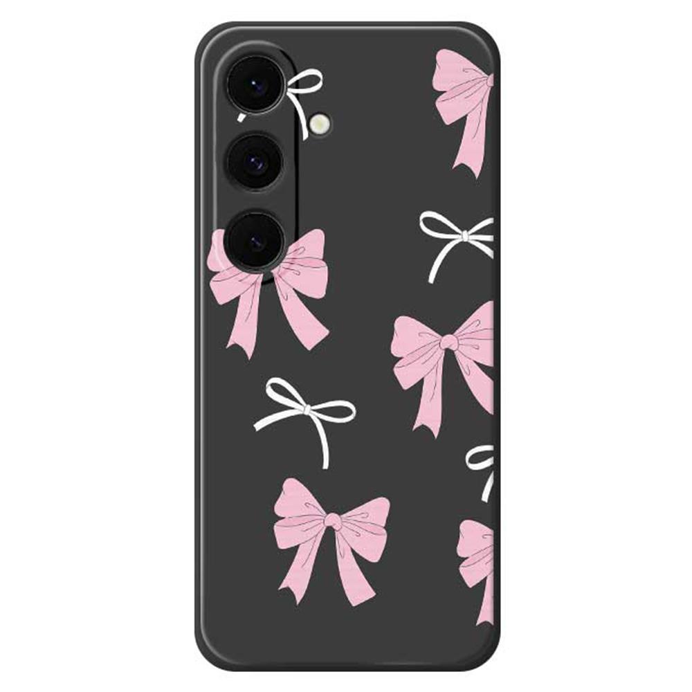 For Samsung Galaxy S25 FE Case Pink Bows Pattern Printing Straight Edge TPU Phone Back Cover