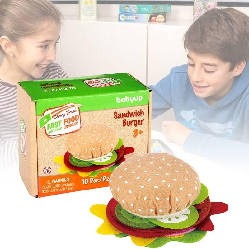 Colorful Diy Felt Burger Toy Set For Creative Play And Imaginative Sandwich Fun