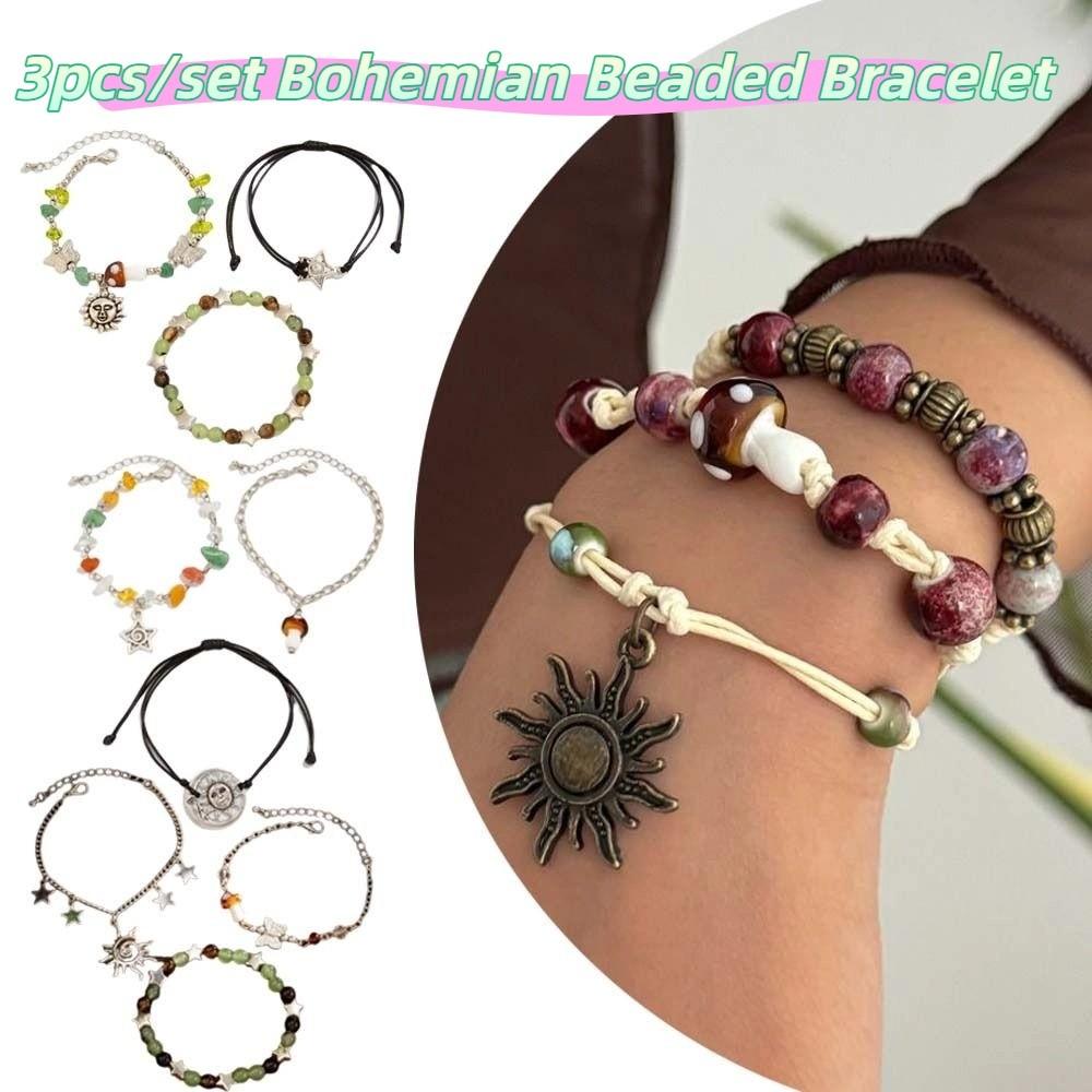 Multi-Layer Ethnic Style Bracelet Spiral Design Gravel Woven Bangle  Jewelry