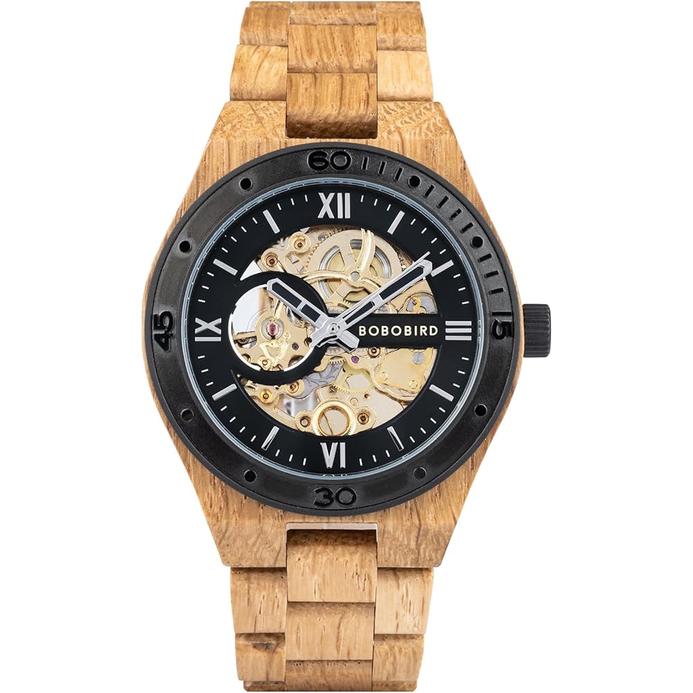 Bobo Bird Men s Wooden Mechanical Watch Limited Edition Natural Wood Band Lightweight Luxury Wristwatch Black