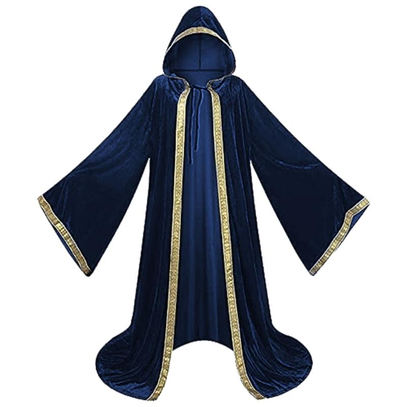 Halloween Death Cloak with Long Sleeve, Hooded Death Robe Cloak Meidieval Cape Costume for Adult Cosplay Party Halloween