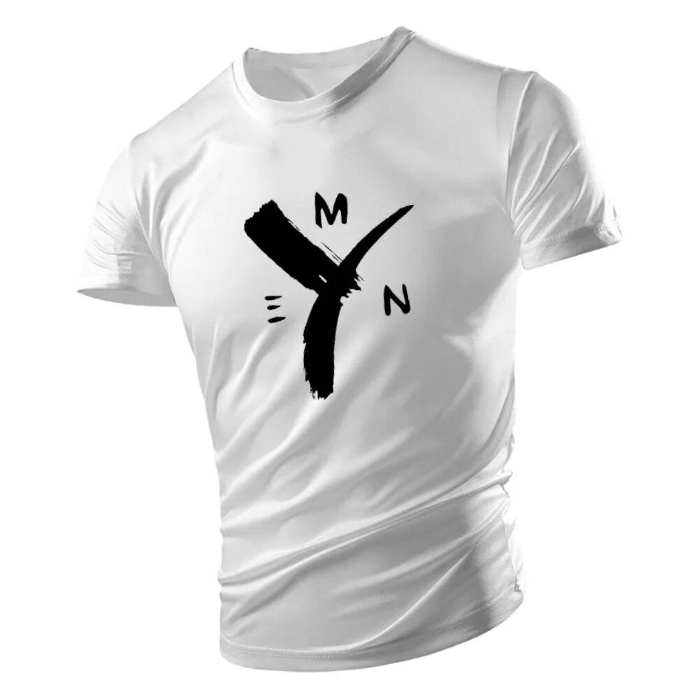 2023 Summer Casual Sports Style 2d Letter-Printed Men'S Round Neck T-Shirt Short Sleeves Comfortable Breathable Quick Drying