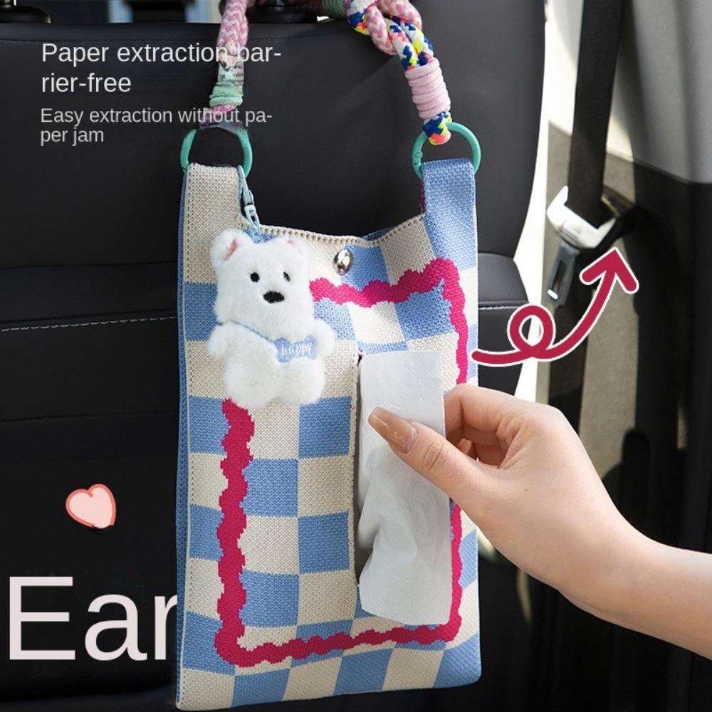 Space Saving Tissue Case Holder INS Car  Hanging Napkin Holder  Car Interior Decoration