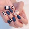 Blue Leopard Matte Snoopy Press-On Nail Stickers - Finished Product