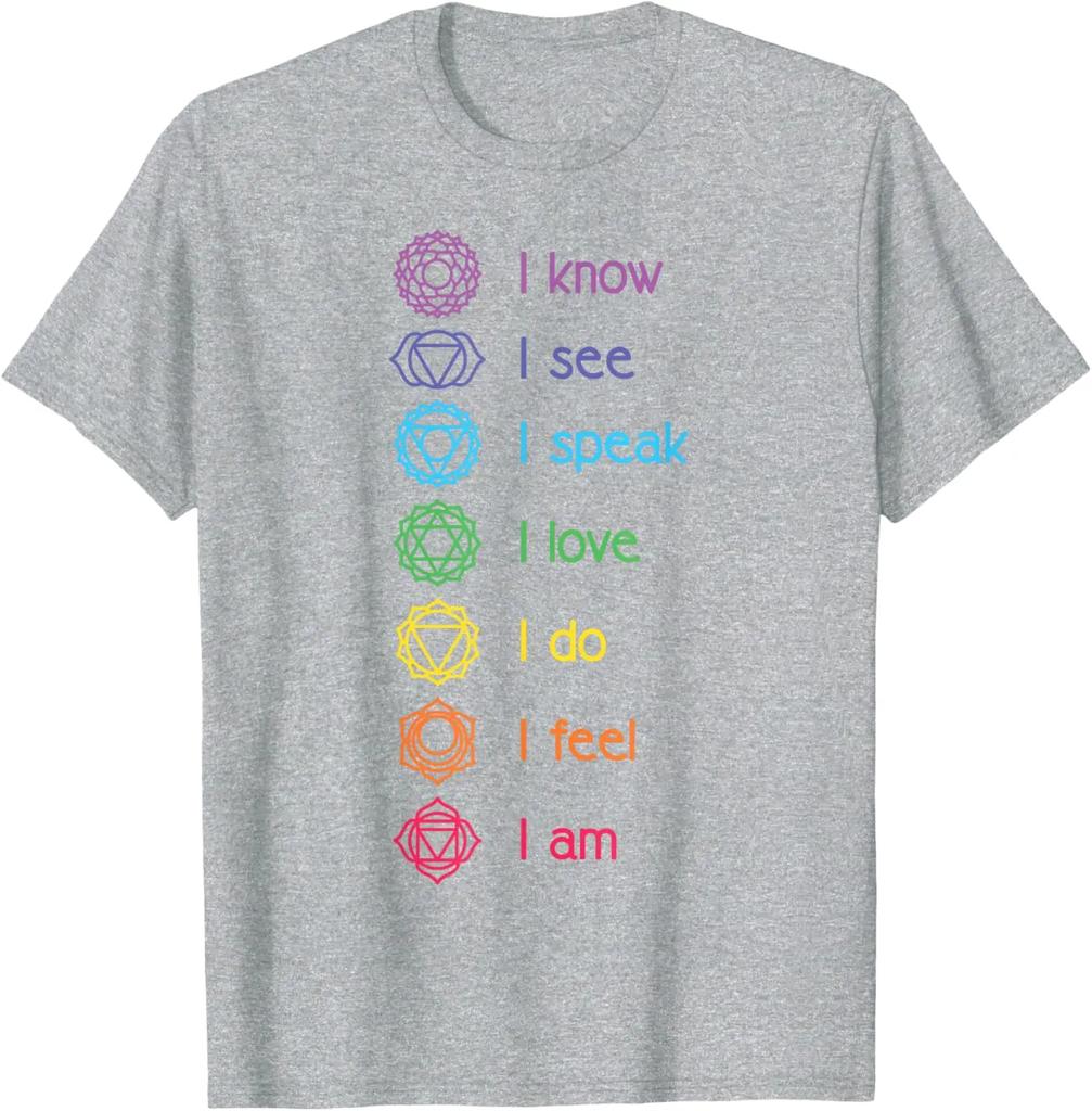 I Know I See Chakra Alignment Yoga Meditation Spiritual TShirt Men Women Unisex Clothes Camisetas Short Sleeve Tshirts