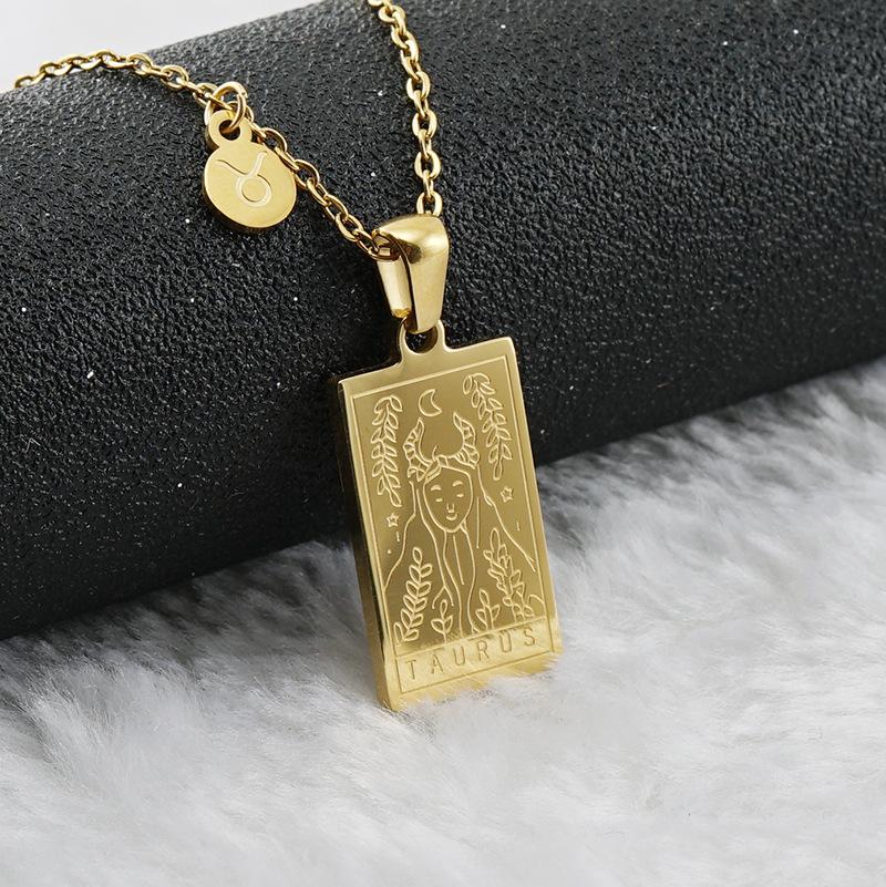 12 Constellation Necklace Women's 18K Exquisite Square 12 Constellation Tag Collarbone Chain 2026