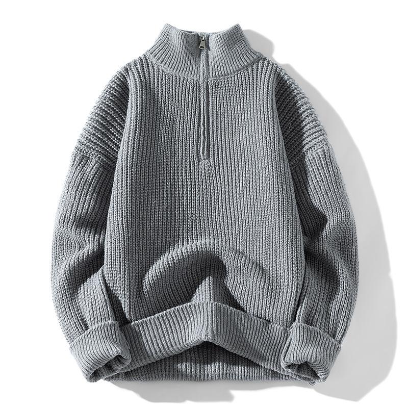 Half Zipper Sweater Men's Solid Color Autumn and Winter New Long-sleeved T-shirt Sweater Men's Sweater Men's and Women's Jacket