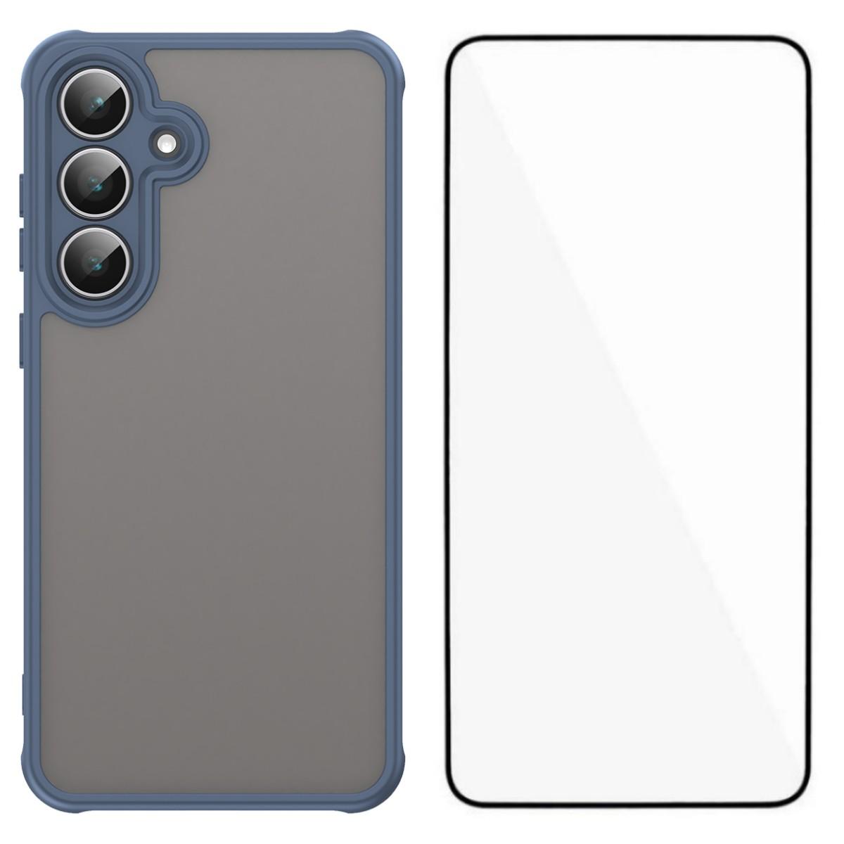 

Для Samsung Galaxy S25 FE Чехол с защитной пленкой WANLONFENG Серия FD Матовый ТПУ ПК Задняя крышка для телефона Blue