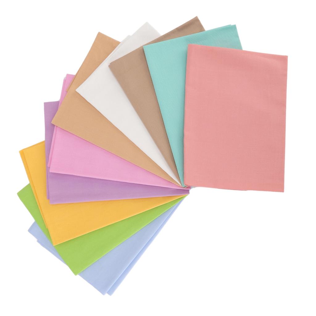 10 Stück Baumwoll-Quiltstoff Uni Köper Näh-Quiltstoffe für DIY Nähprojekte