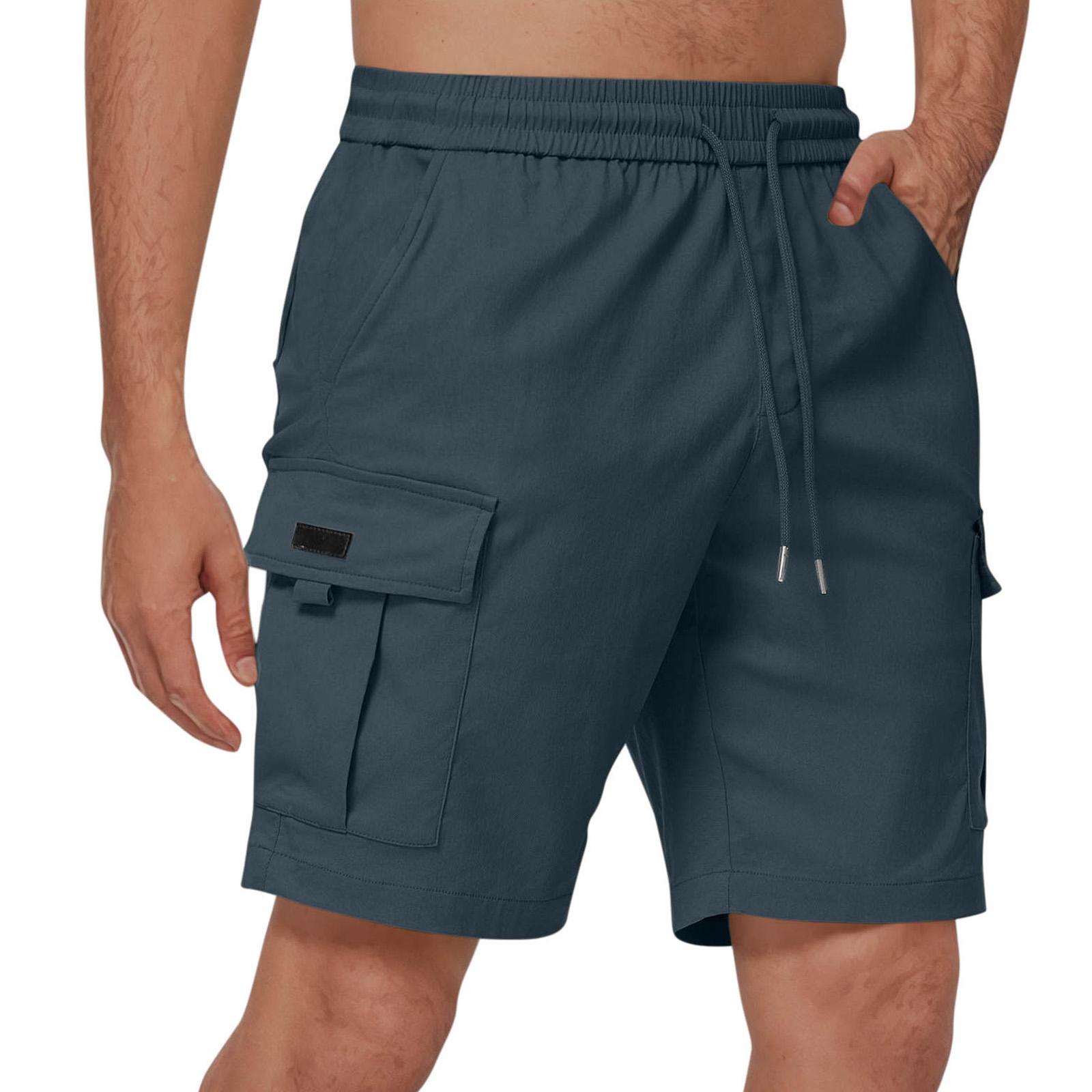 

Men s Loose Linen-Cotton Drawstring Shorts XL Темно-синій