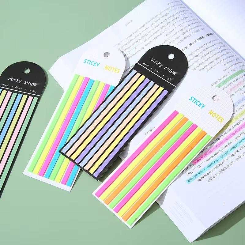160Pcs Transparent Highlighter Tape Removable Sticky Tabs Morandi Neon Clear Sticky Notes Aesthetic Office School Supplies