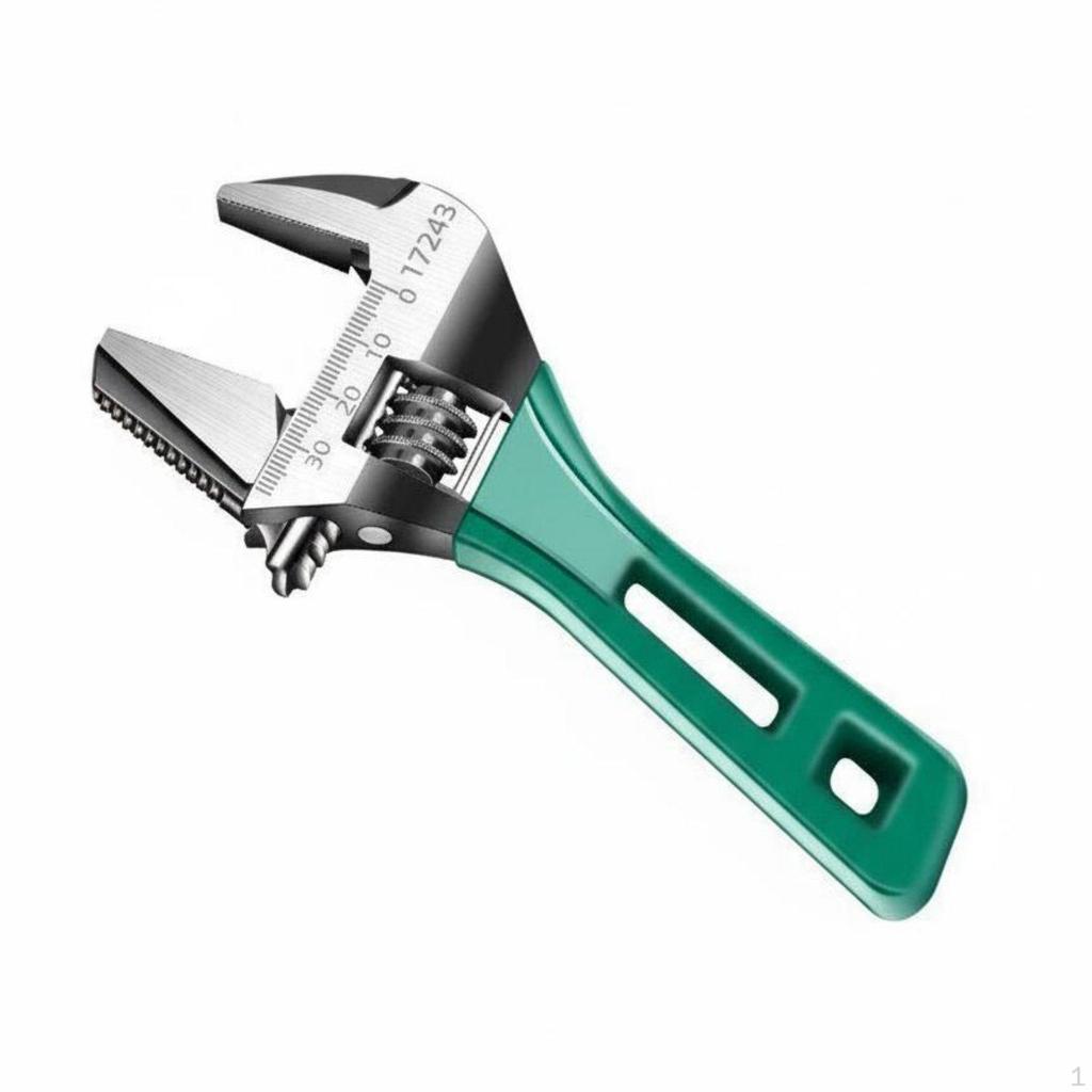 Short Handle Adjustable Spanner Heavy Duty Plumbing Wrench NonSlip Grip Wide Opening