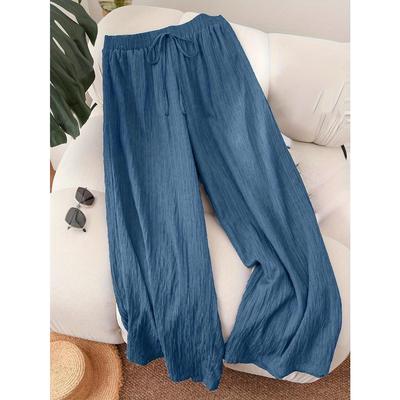 Large Size Comfortable Women's Summer Business Casual Beach Wear, Stylish Commuting Wide Leg Pants, Loose Vacation Wear, Summer Pants