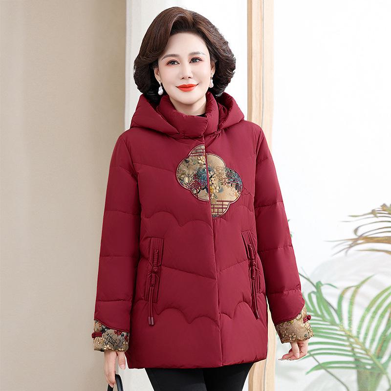 Genuine Mid-Length Women's Down Jacket - 90% White Duck Fill, Stylish for Moms and Grandmas, Thickened for Warmth