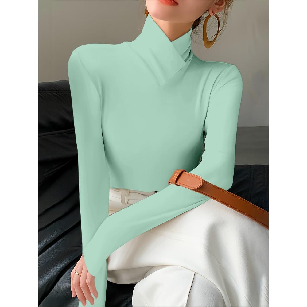 Women's elegant light long-sleeved T-shirt, elastic and comfortable fit, casual and comfortable for all seasons