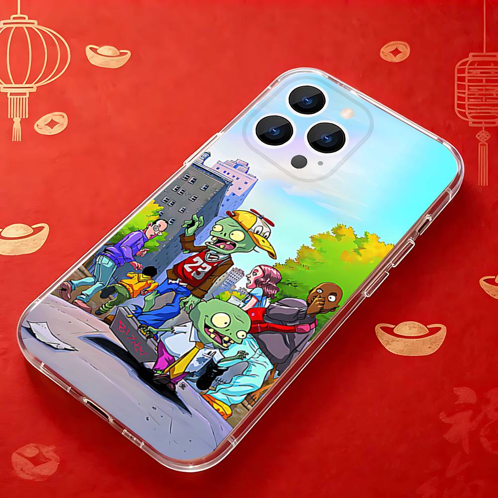 P-Plants  Zombies Game  Clear Phone case suitable for iPhone 11 12 13 14 15 16 17 Pro Max Plus X XS XR SE E Mini Protective Case