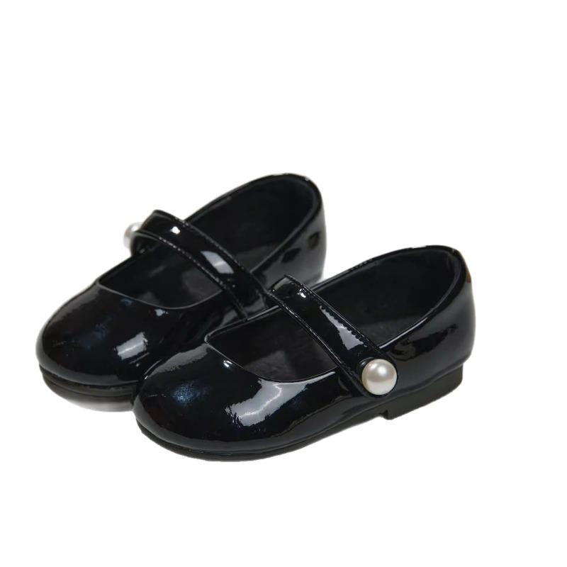 

New Style Girls Leather Shoes with Soft Soles, Round Toe, with Velcro Fasteners, Single Shoes 25 чёрный