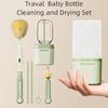 6 In 1 Portable Travel Baby Bottle Cleaning Brush Set With Silicone Bottle Brush Straw Brush Nipple Brush Bottle Drying Rack