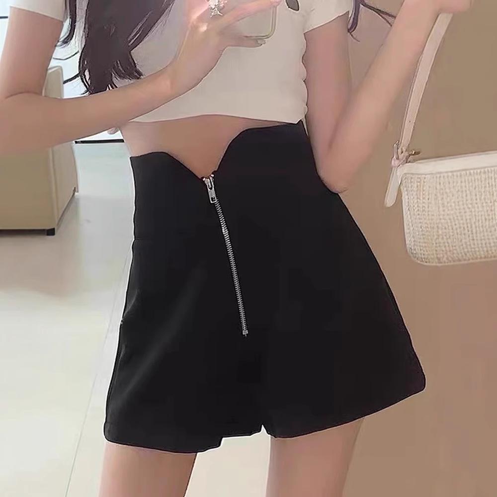 

Plus Size Black High Waist Wide Leg A-line Shorts for Women - Summer Slimming Design XS {Recommended for 70-80 lbs}