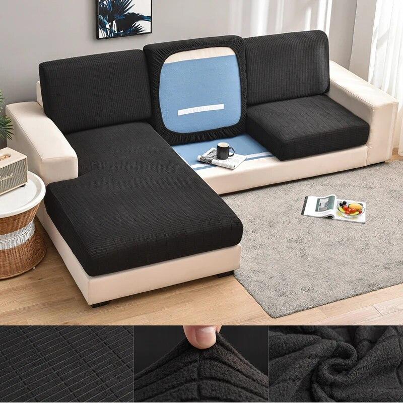 Hochwertiger Plüsch-Sofa-Sitzkissenbezug, Möbelschutz für Haustiere, Kinder, dehnbar, waschbar, abnehmbarer Schonbezug