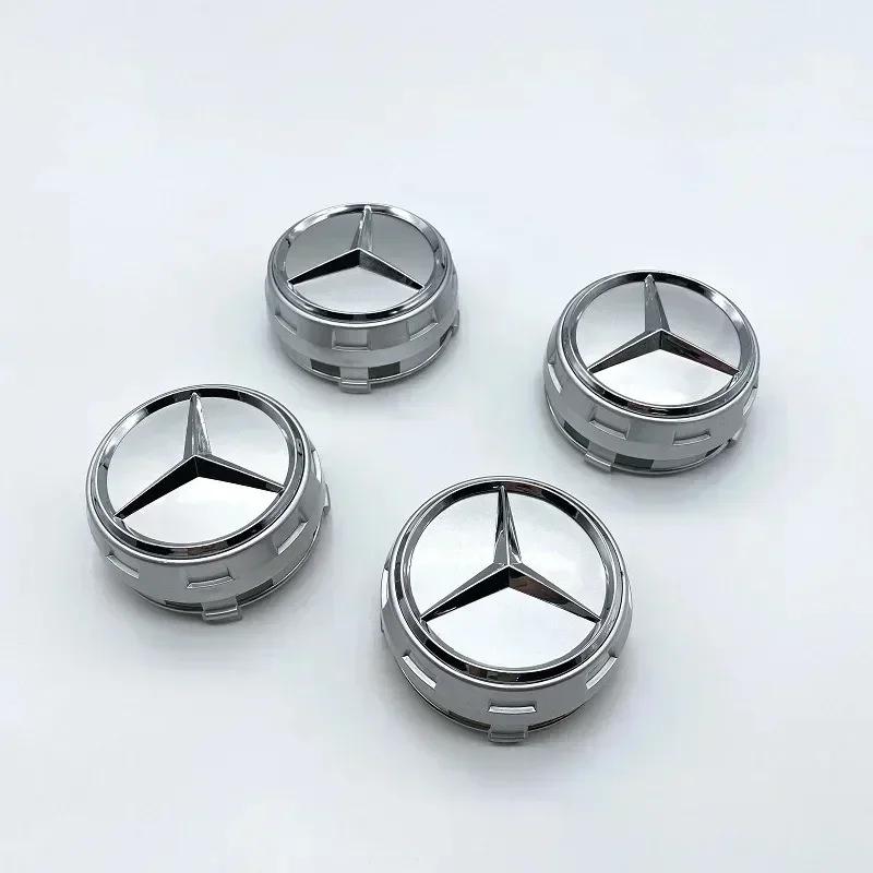 C200 E200 New 2025 For Mercedes Benz 4PCS 75mm NEW Car Wheel Center Hub Caps Cover for Mercedes Benz B/C/E/S Class A Class C200L