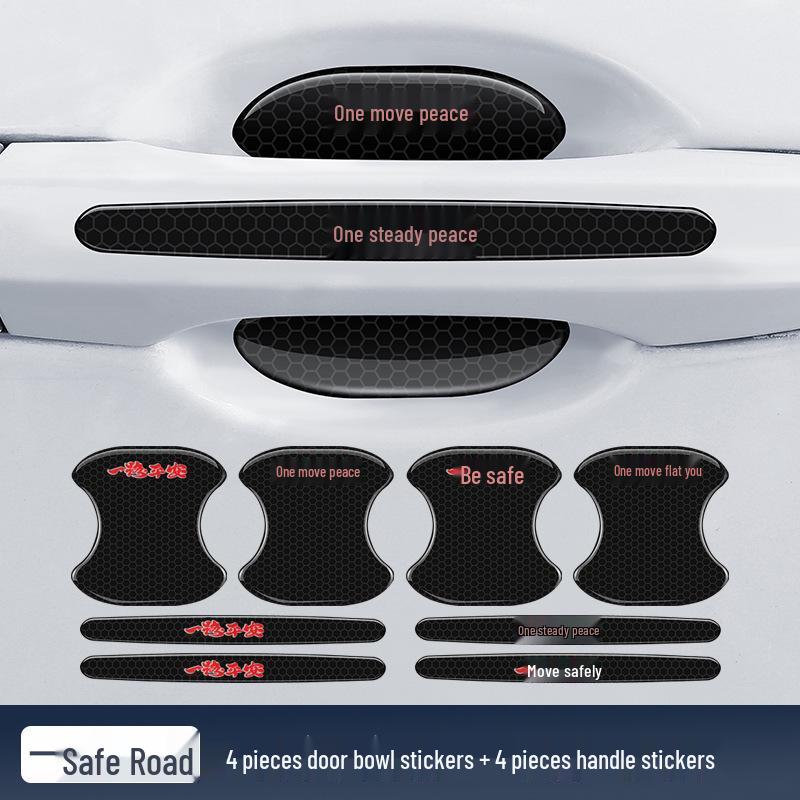 Black Reflective Rhombus Car Door Handle Protector: Anti-collision, Anti-scratch, Wear-resistant Sticker
