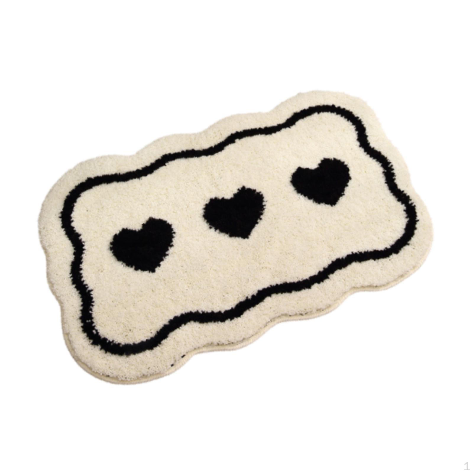 

Bathroom Mat Area Rug 15x24 Inch Heart Patterned Floor Cover for Home білий