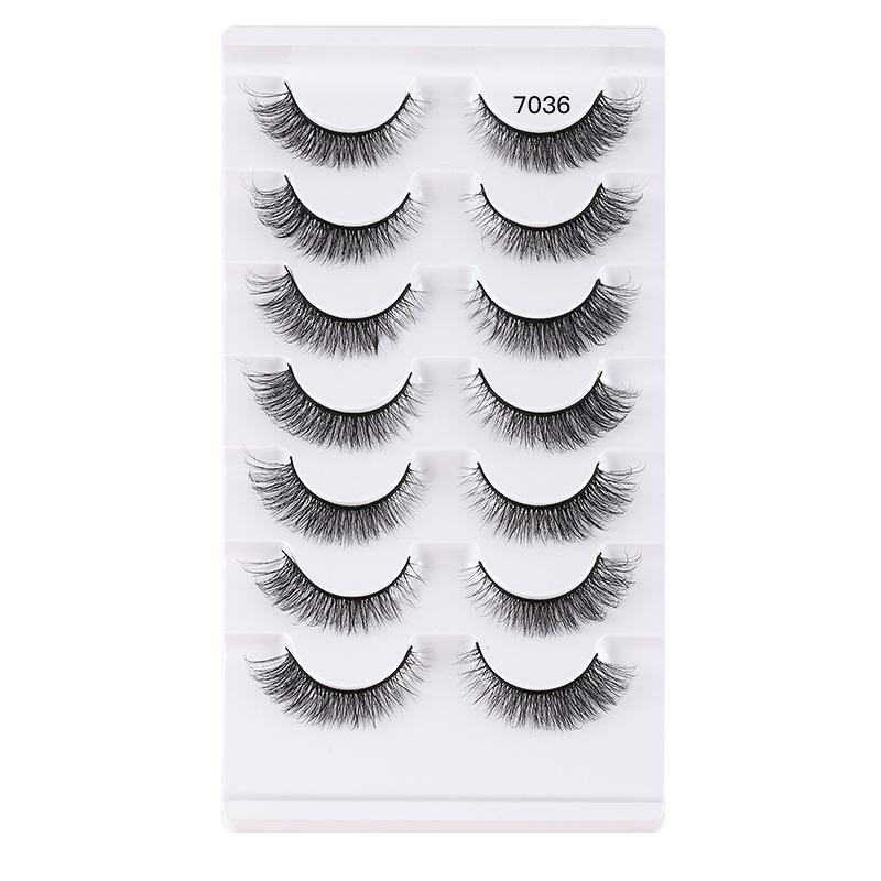 7 Pairs Of Chemical Fiber False Eyelashes Simulation Curled Thick Short Eyelashes