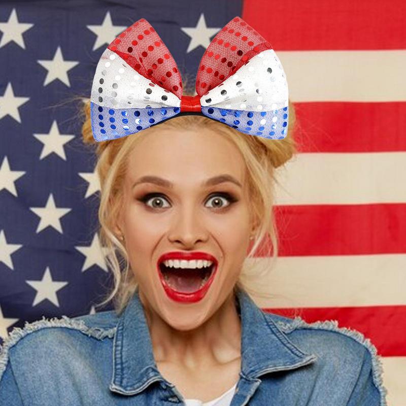4th Of July Headband 9X Red White Blue 4th Of July Hair Accessories US Flag Headwear Photo Props For Adults And Children