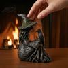 Dark Fairy Tale Resin Ornaments Luminous Witch & Raven Figurine with Mossy Tree Texture, Gothic Vintage Style Garden Statue LED Light for Halloween