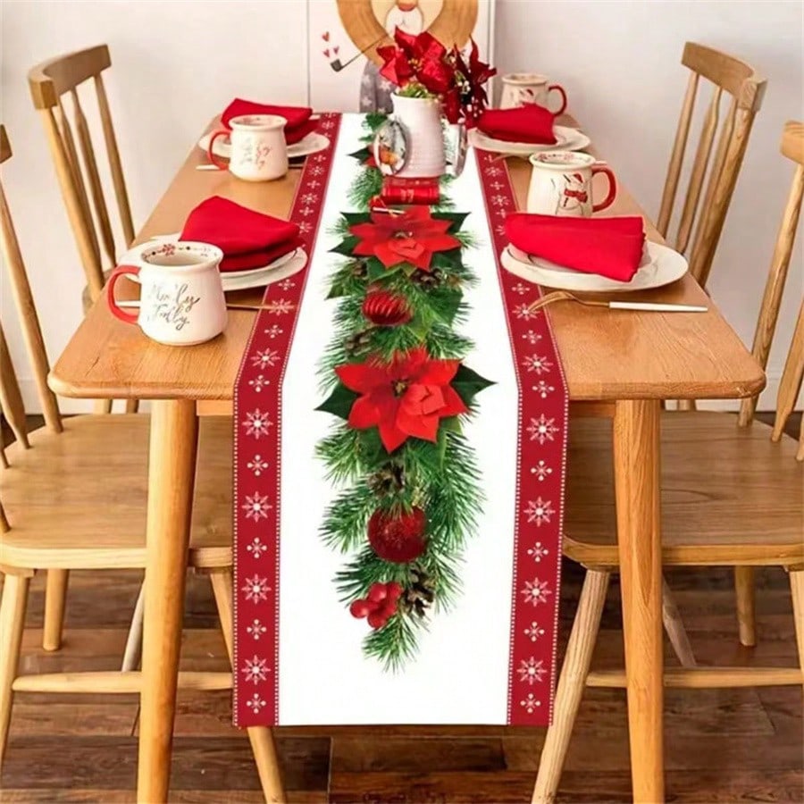 Christmas Table Runner Merry Christmas Decoration for Home Xmas Party Decor 2025 Navidad Notal Noel Ornament Happy New Year 2025