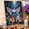 5D White Cat Pearl Wall Art Kit 30x40cm Frameless DIY Pearl Diamond Painting Floral Gem Art for Living Room/Bedroom Home Wall Decor
