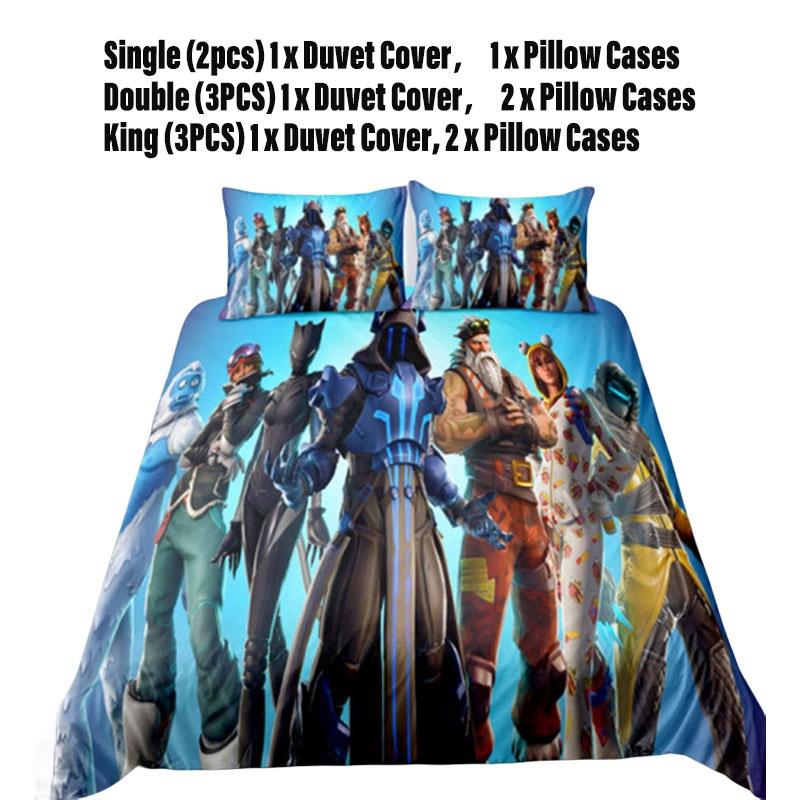 Fortnite Bedding Set 3-piece Bedding Set With Pillowcase And Duvet Cover Polyester Material