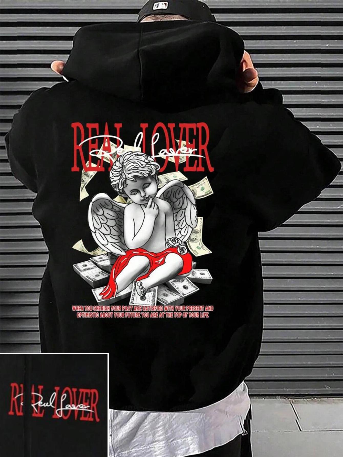 

Real Love Printing Men Hoody O-Neck All Match Loose Comfortable Sweatshirt Fashion Fleece Basic Hoodie Autumn All-match Clothes 3XL