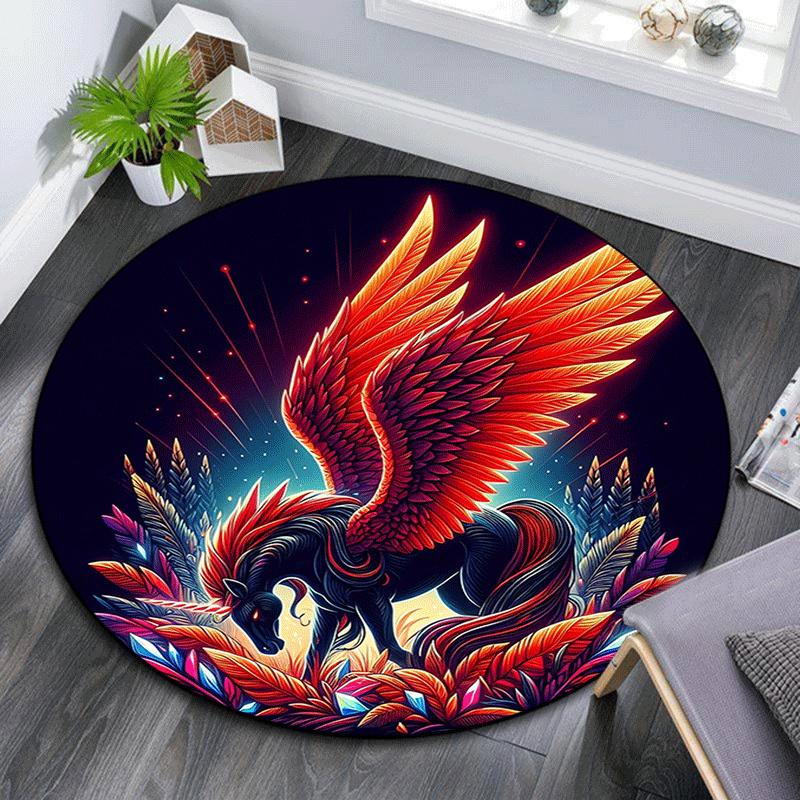 

1pc Soft, Absorbent & Non Slip Elegant unicorn Round Rug Soft Circle Rug for Living Room & Bedroom Decor, Chair Mats, and Unforgettable Home 80cm by 80cm